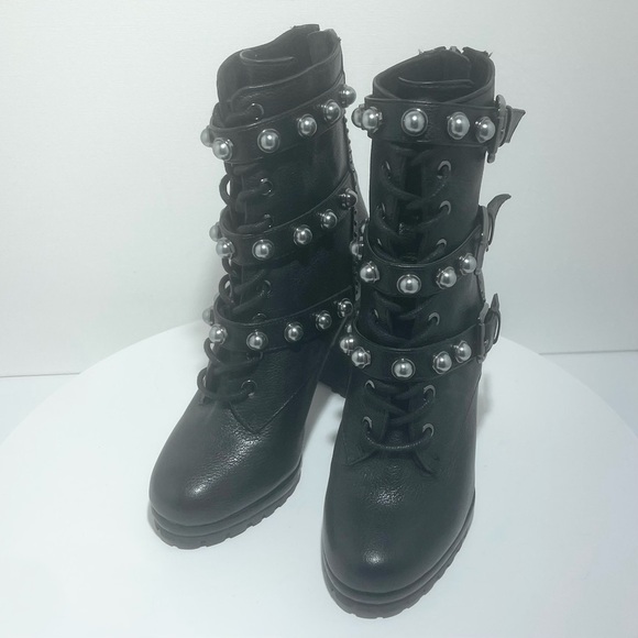 KARL LAGERFELD PARIS WOMENS LENNON LEATHER HIGH FASHION LENNON BOOT SIZE 5 - Picture 1 of 8